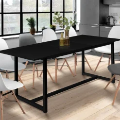 Table à manger noire extensible style industriel