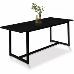Table à manger noire extensible style industriel