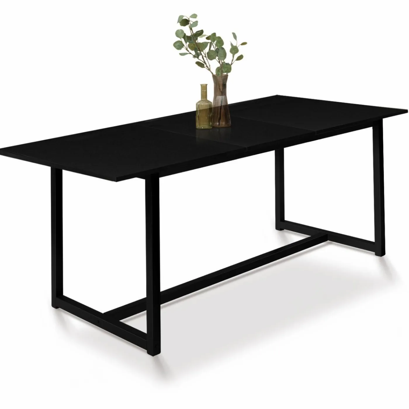 Table à manger noire extensible style industriel