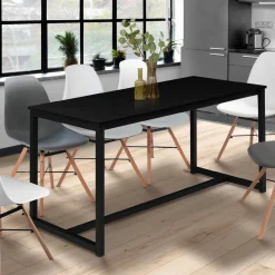 Table à manger noire extensible style industriel