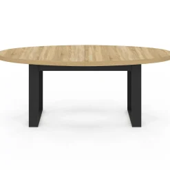 Table à manger ovale 200 cm 8 personnes bois et noir style industriel
