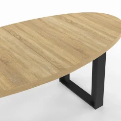 Table à manger ovale 200 cm 8 personnes bois et noir style industriel
