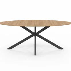 Table à manger ovale 10 personnes noire et bois