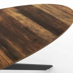 Table à manger ovale 10 personnes 200 cm pied araignée noir et plateau bois foncé