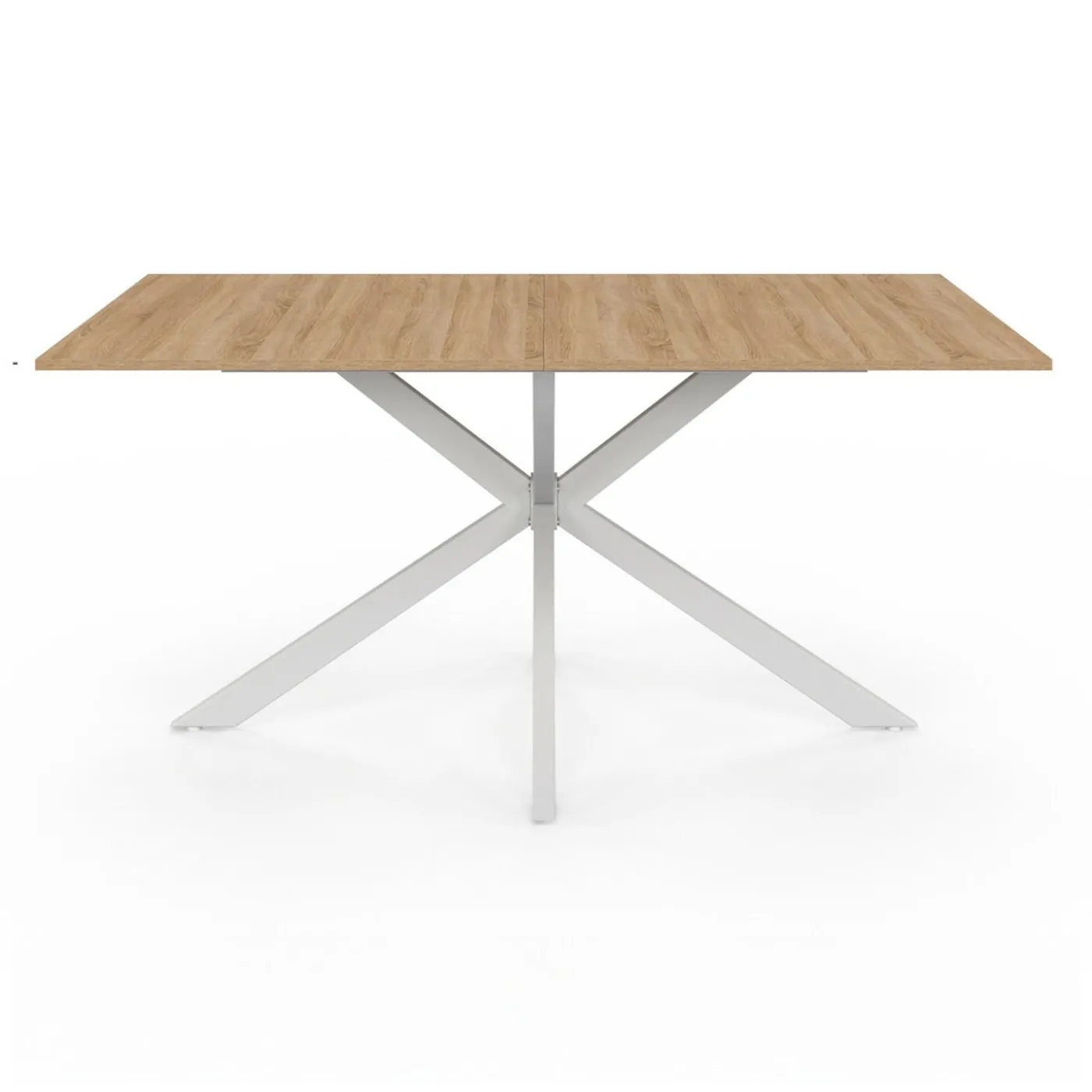 Table à manger pied central bois et blanc 8 personnes