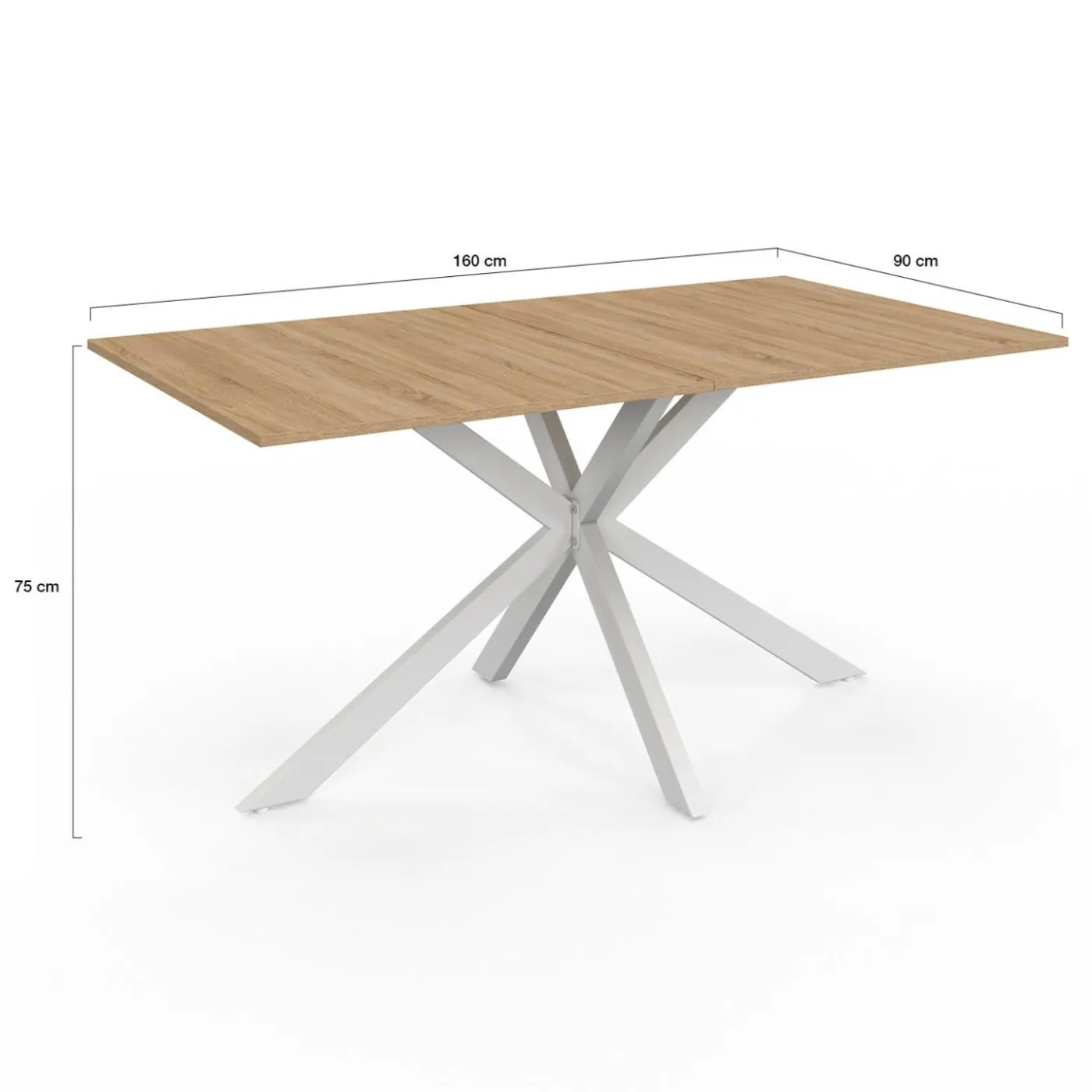 Table à manger pied central bois et blanc 8 personnes