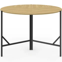 Table à manger pliante ronde 4 personnes 110 cm bois et noir style industriel