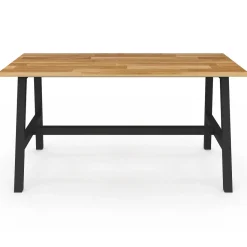 Table à manger rectangle 6 personnes bois et métal 160 cm