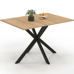 Table à manger rectangle bois et noir 6 personnes 110cm pied araignée