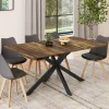 Table à manger rectangle plateau bois foncé 160 cm pied araignée noir 8 personnes