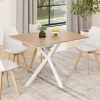 Table à manger rectangle plateau bois 110 cm pied araignée blanc 6 personnes