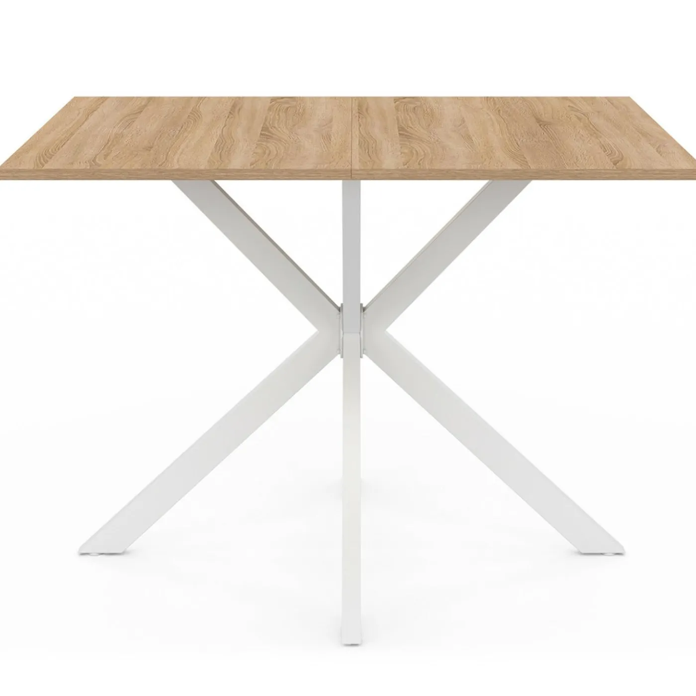 Table à manger rectangle plateau bois 110 cm pied araignée blanc 6 personnes