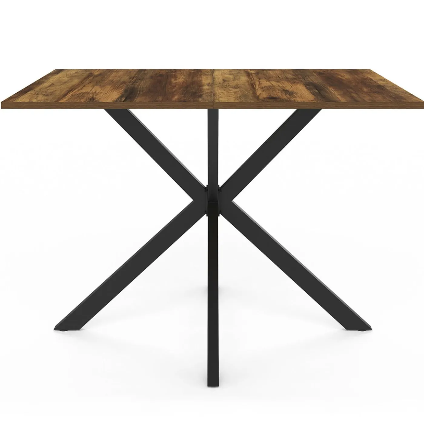 Table à manger rectangle plateau bois foncé 110 cm pied araignée noir 6 personnes