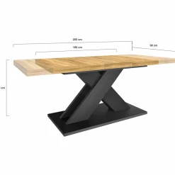 Table à manger rectangulaire extensible bois et noir 6-10 personnes