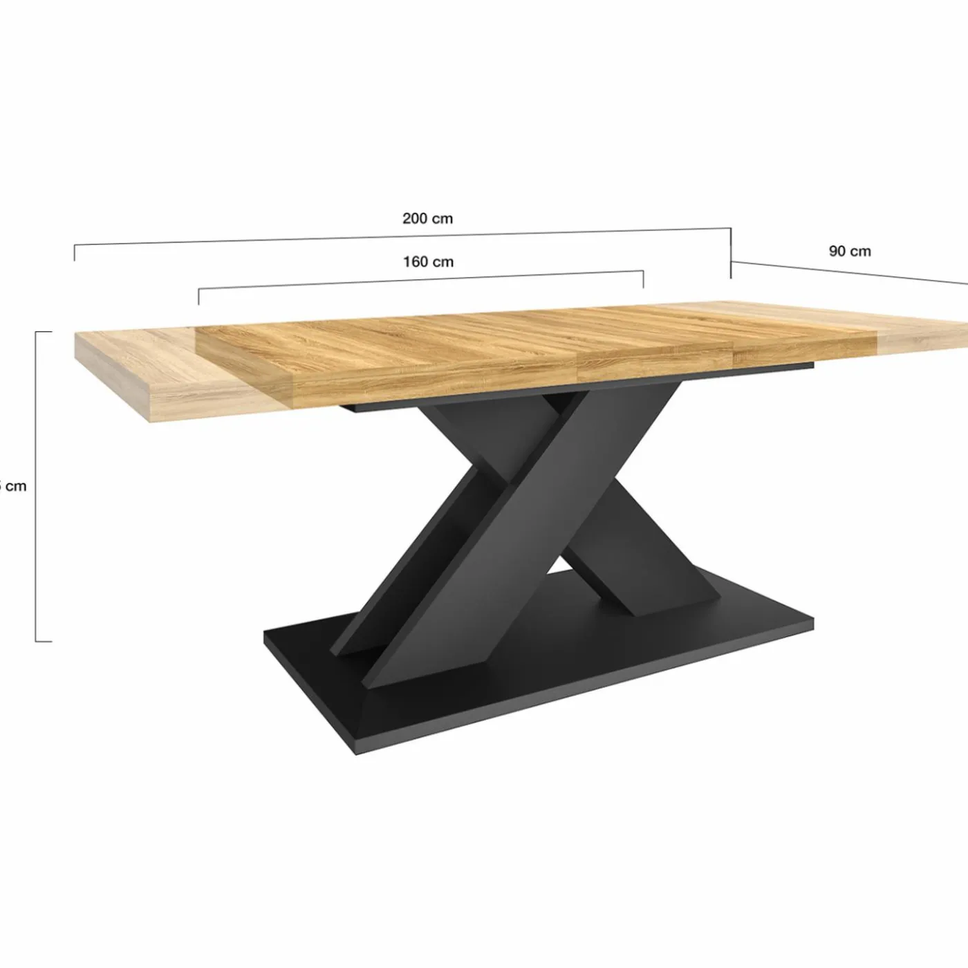 Table à manger rectangulaire extensible bois et noir 6-10 personnes