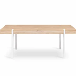 Table à manger rectangulaire 10 personnes 200 cm bois et pieds épingle blanc