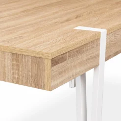 Table à manger rectangulaire 10 personnes 200 cm bois et pieds épingle blanc
