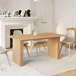 Table à manger rectangulaire extensible coloris bois 6-10 personnes