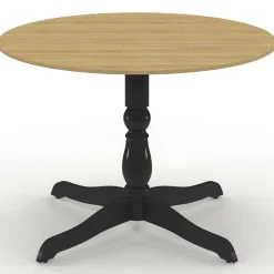 Table à manger ronde 4-6 personnes 110cm bois façon hêtre et noir