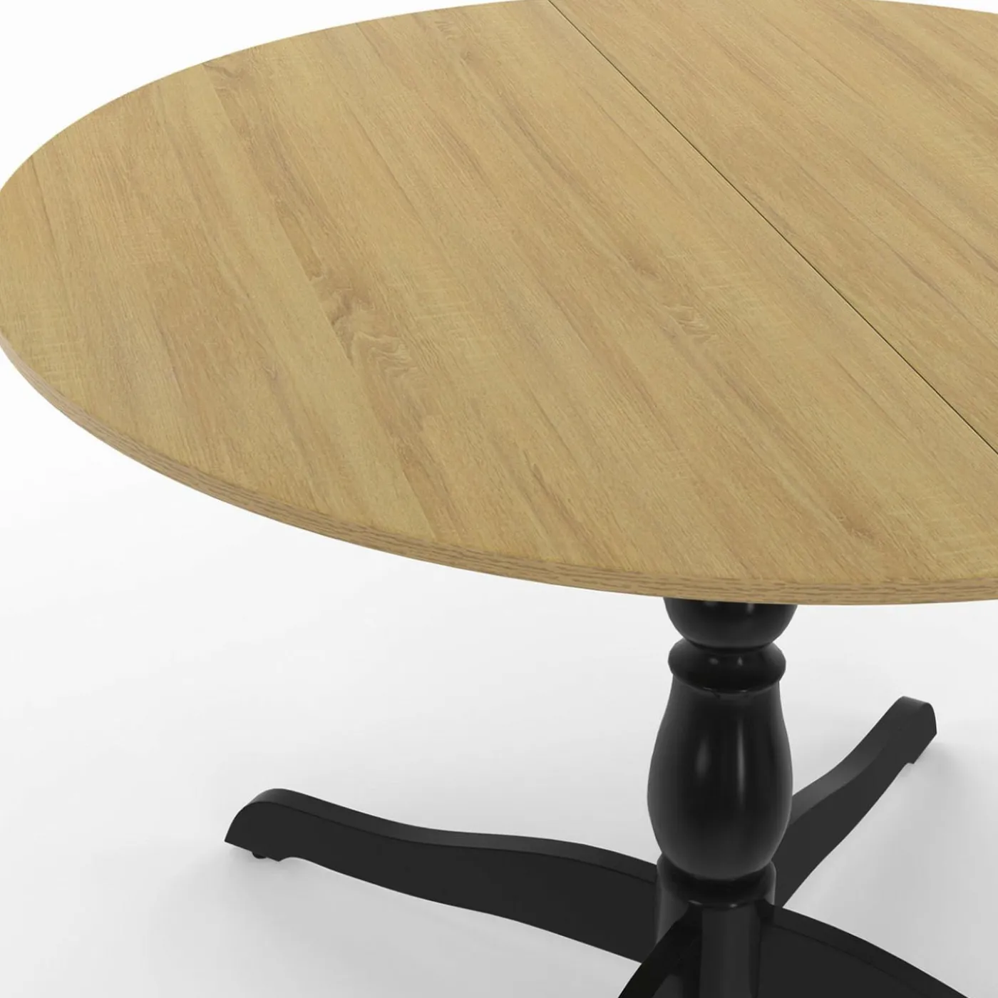 Table à manger ronde 4-6 personnes 110cm bois façon hêtre et noir