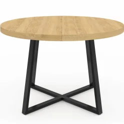 Table à manger ronde 4-6 personnes bois et noir