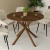 Table à manger ronde ALIX 6 personnes pied araignée noyer 110 cm