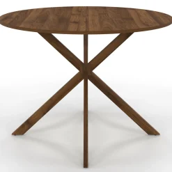 Table à manger ronde ALIX 6 personnes pied araignée noyer 110 cm