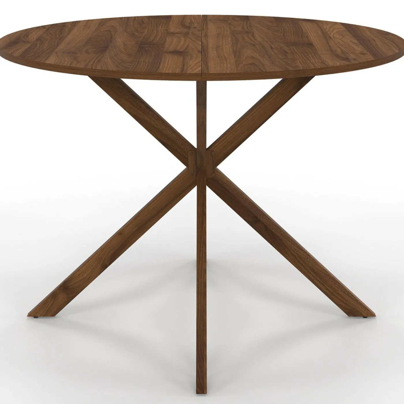 Table à manger ronde ALIX 6 personnes pied araignée noyer 110 cm