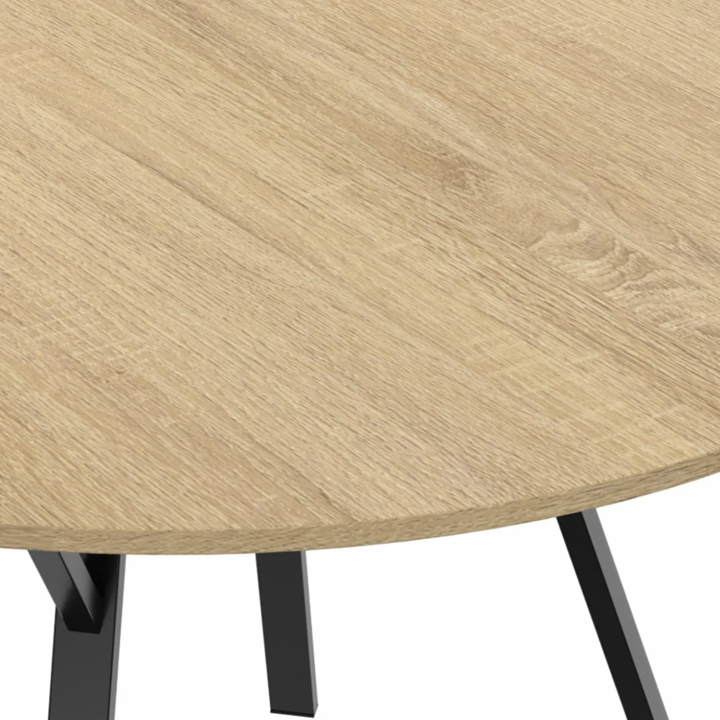 Table à manger ronde bois et noir 110 cm 4-6 personnes