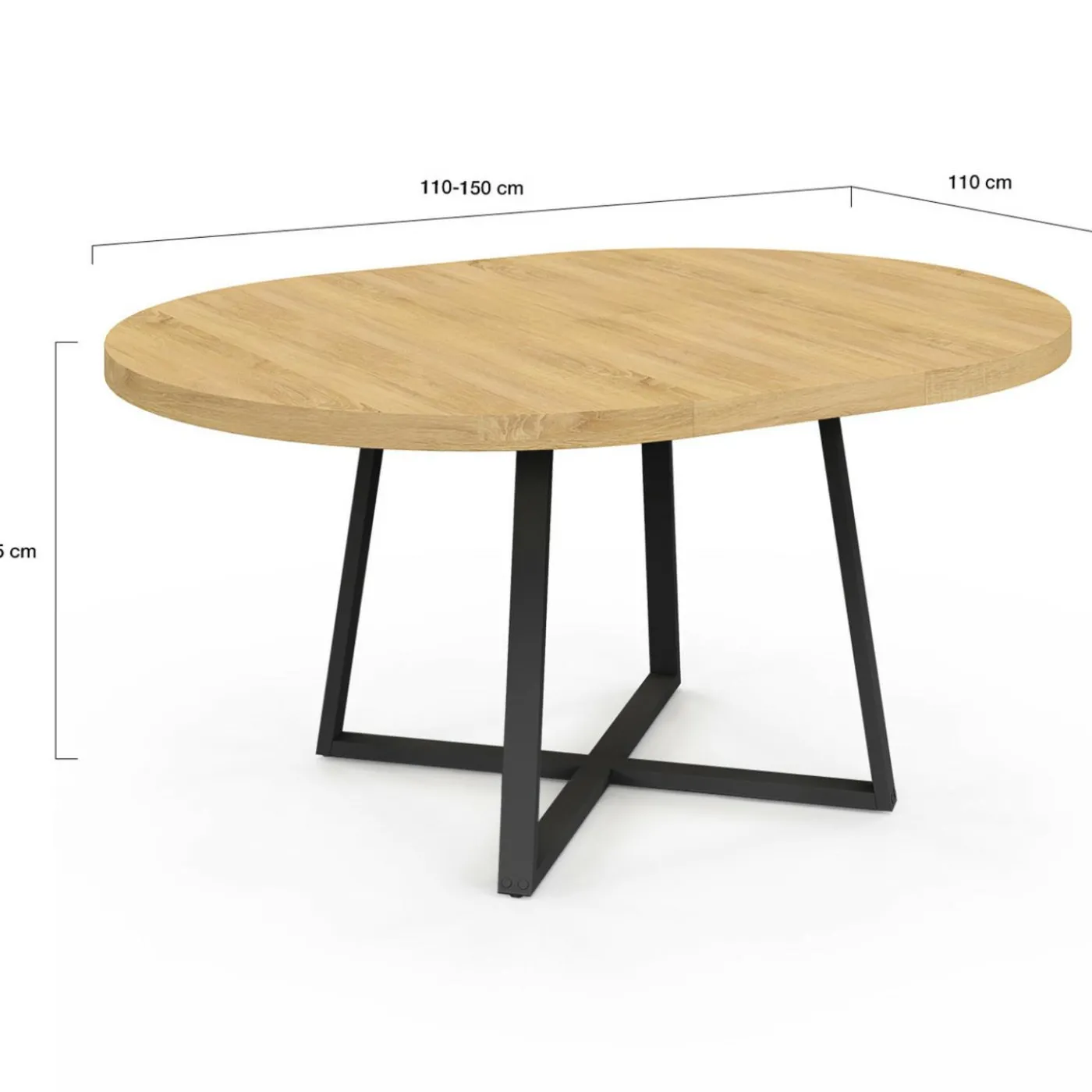 Table à manger ronde bois et noir 4-8 personnes