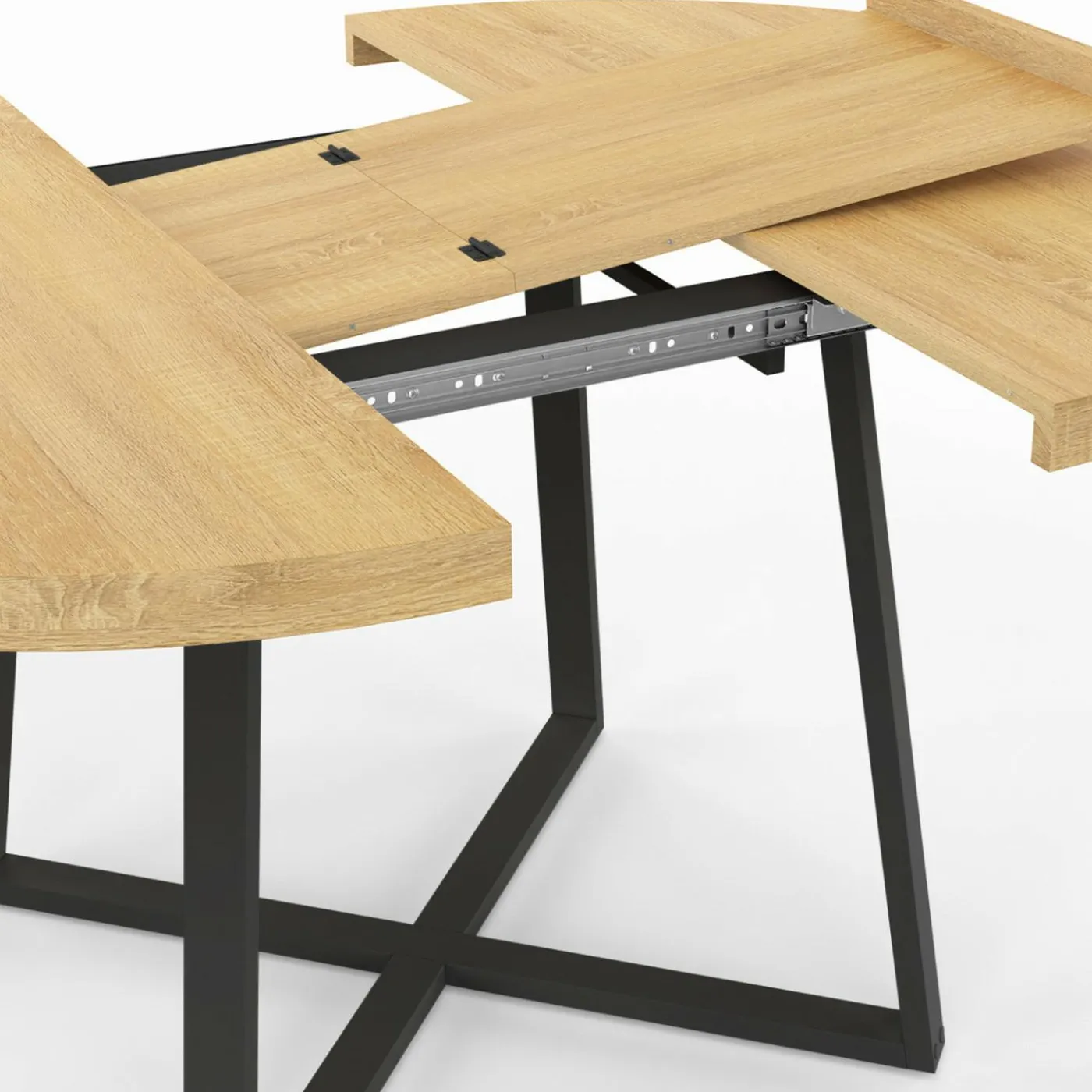 Table à manger ronde bois et noir 4-8 personnes
