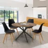 Table à manger ronde bois foncé et noir 110 cm