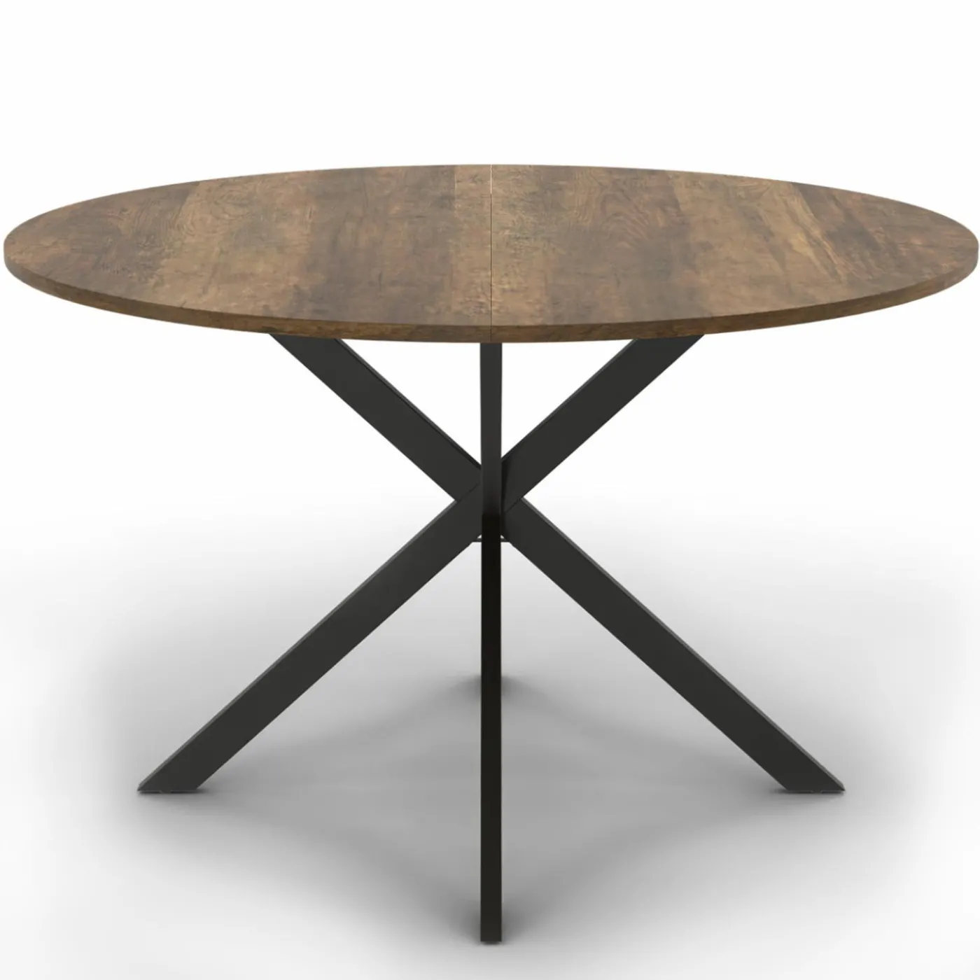 Table à manger ronde bois foncé et noir 110 cm