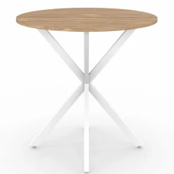 Table à manger ronde bois et blanc 80 cm 2-4 personnes