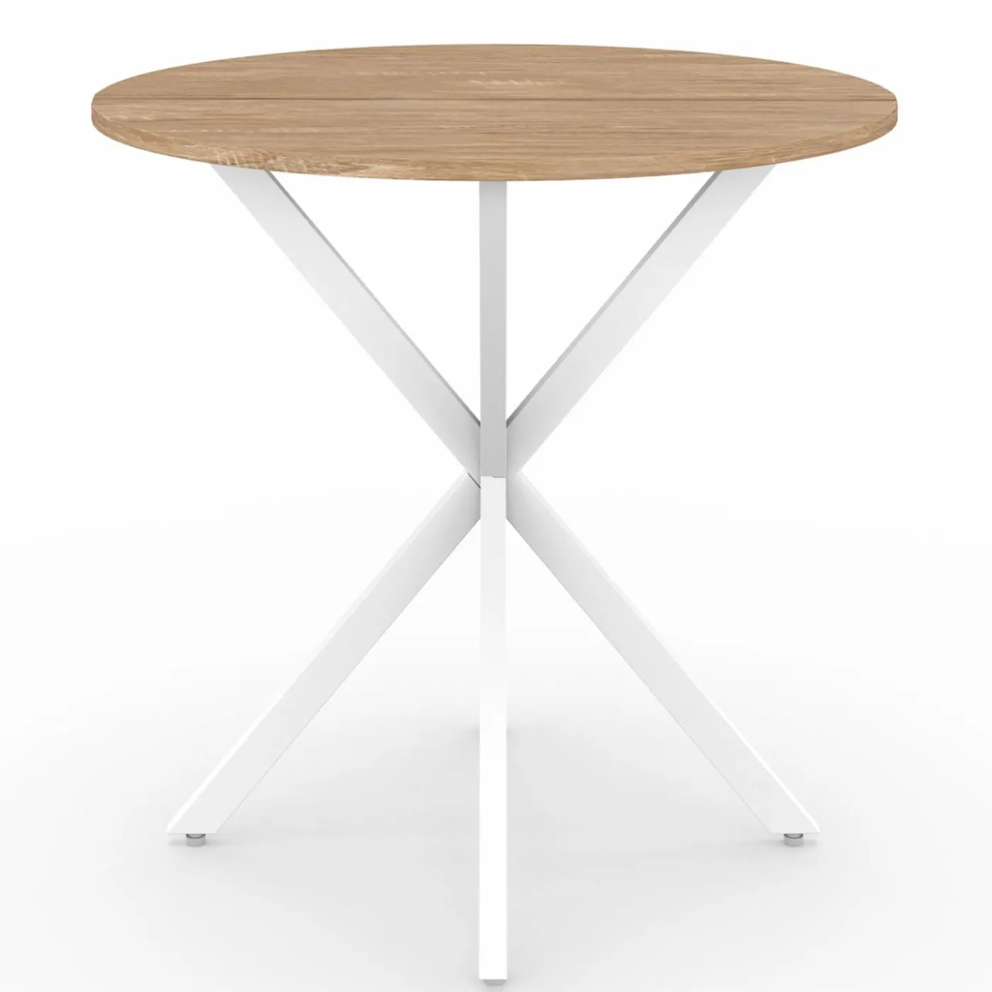 Table à manger ronde bois et blanc 80 cm 2-4 personnes