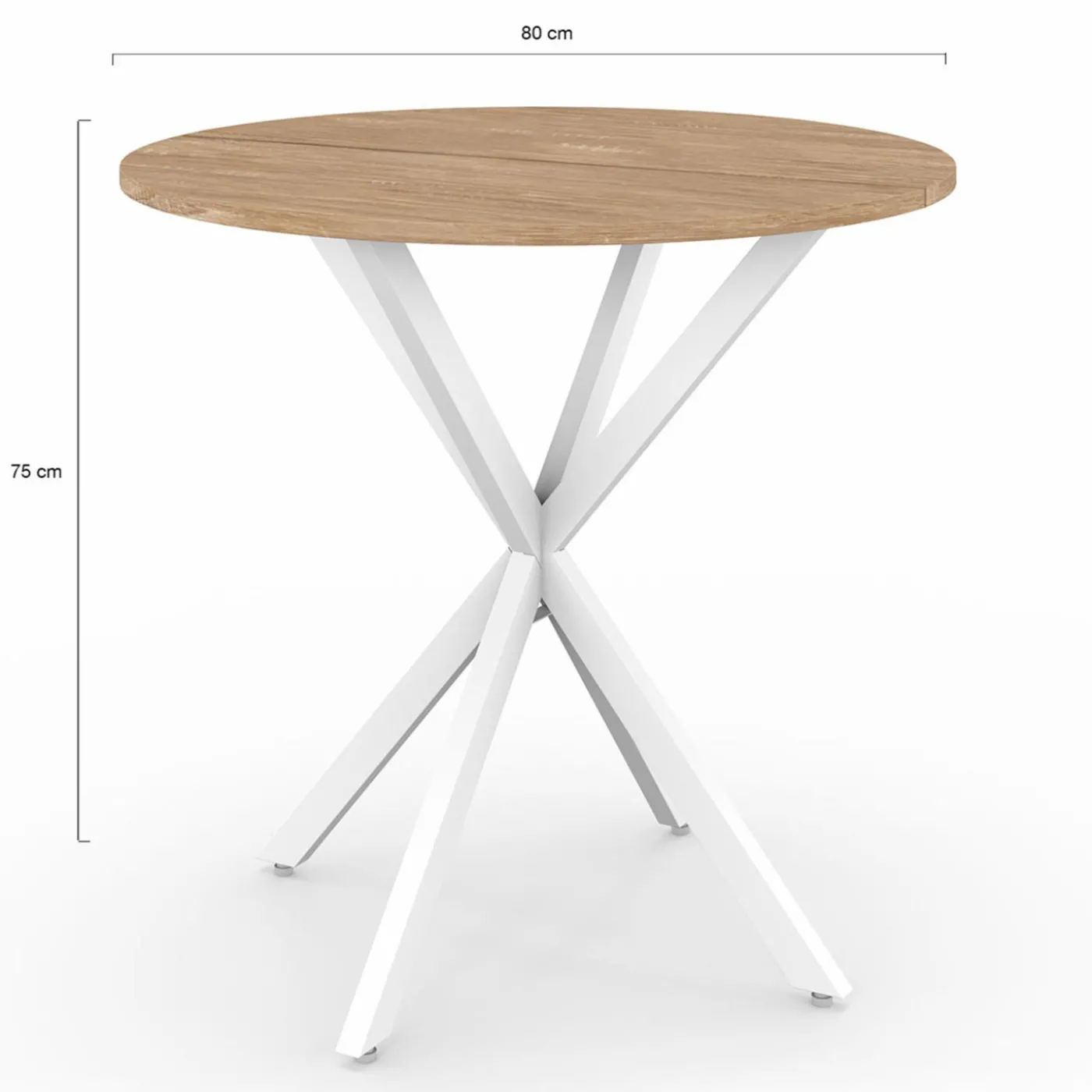 Table à manger ronde bois et blanc 80 cm 2-4 personnes