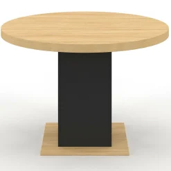 Table à manger ronde bois et noir 6 personnes