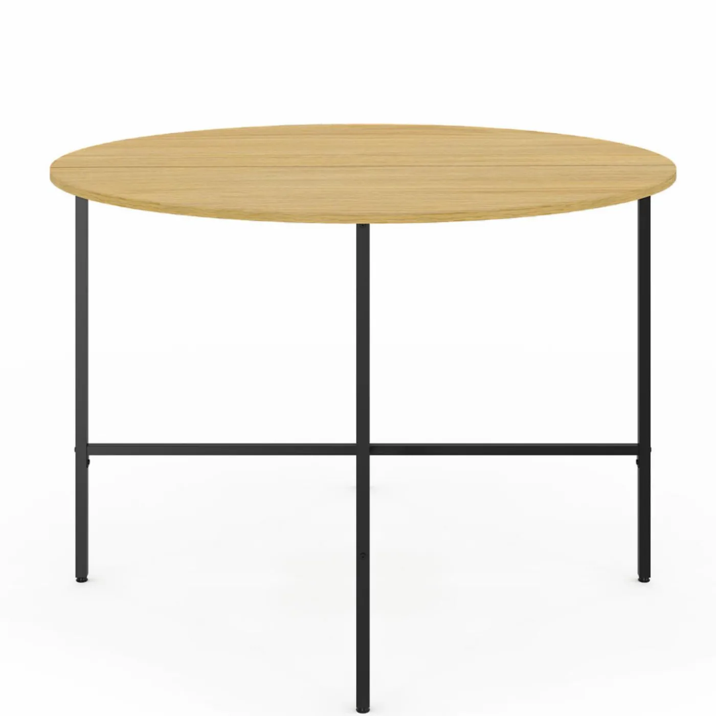 Table à manger ronde bois et métal 110 cm 4 personnes