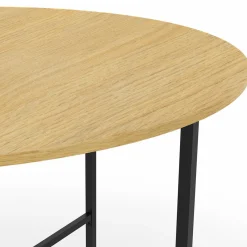Table à manger ronde bois et métal 110 cm 4 personnes