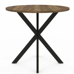 Table à manger ronde bois foncé et noir 80 cm