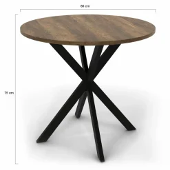 Table à manger ronde bois foncé et noir 80 cm