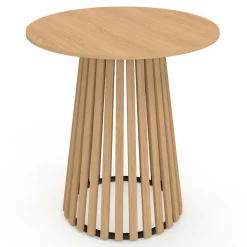 Table à manger ronde CARMEN 6 personnes pied bois en lattes et plateau bois 80 cm