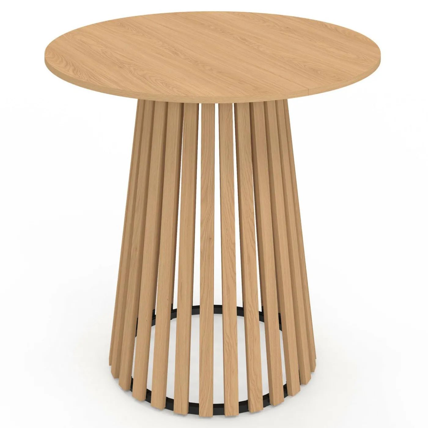 Table à manger ronde CARMEN 6 personnes pied bois en lattes et plateau bois 80 cm