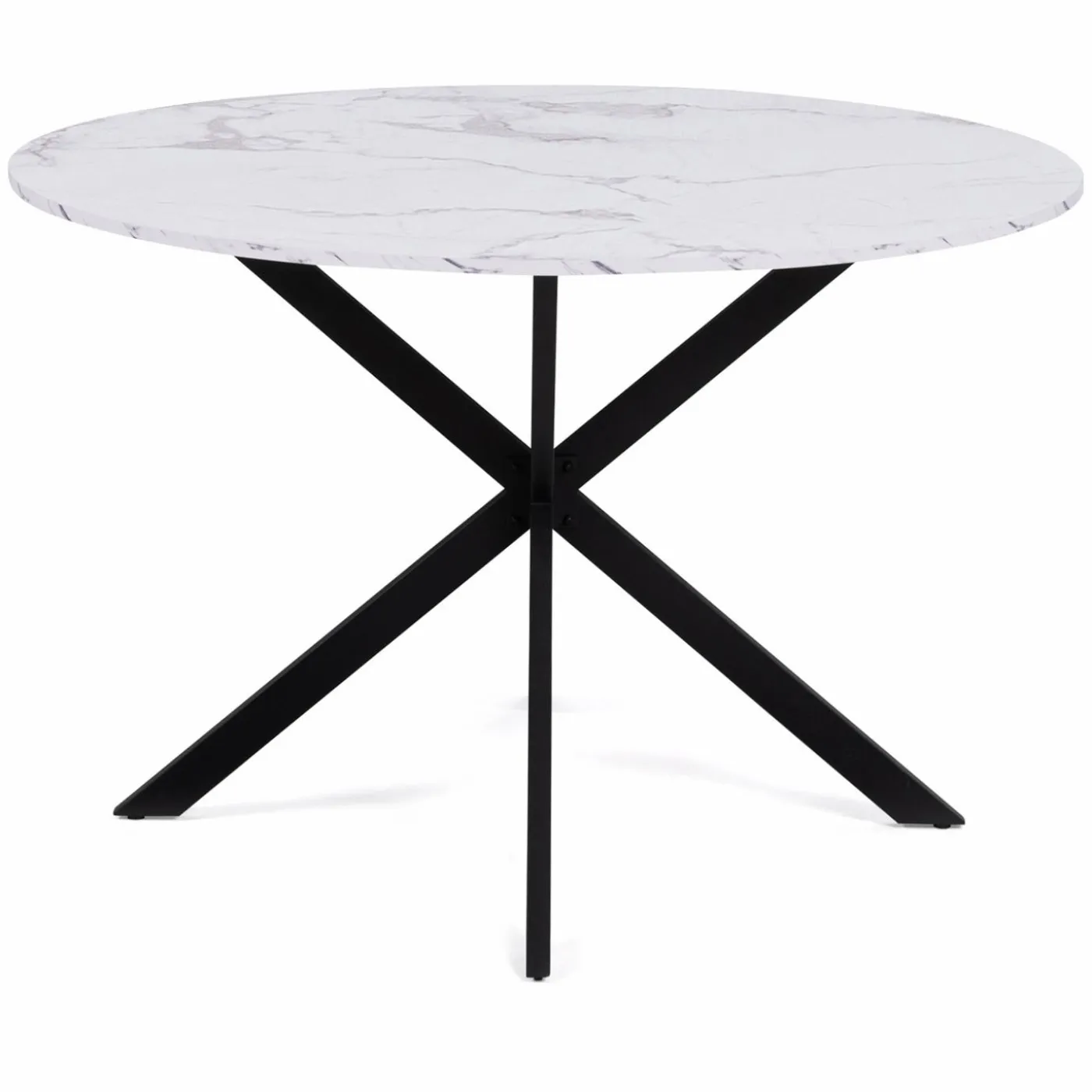 Table à manger ronde effet marbre blanc 4-6 personnes