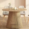 Table à manger ronde en bois 6 personnes pied en lattes plateau bois