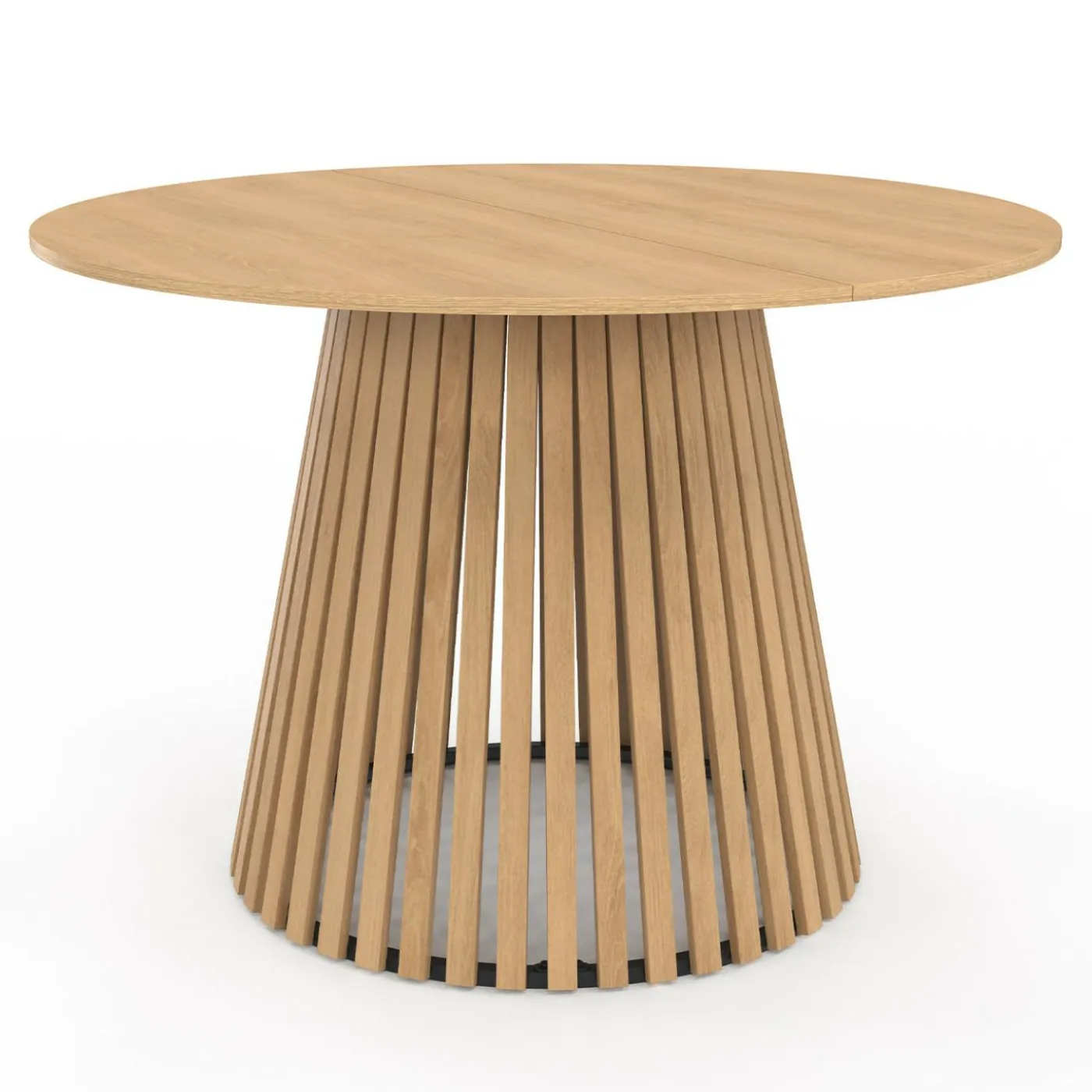 Table à manger ronde en bois 6 personnes pied en lattes plateau bois