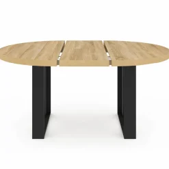 Table à manger ronde extensible bois et noir 4-6 personnes