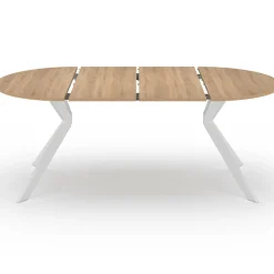 Table à manger ronde extensible 110-200 cm 4-10 personnes bois et blanc pied araignée