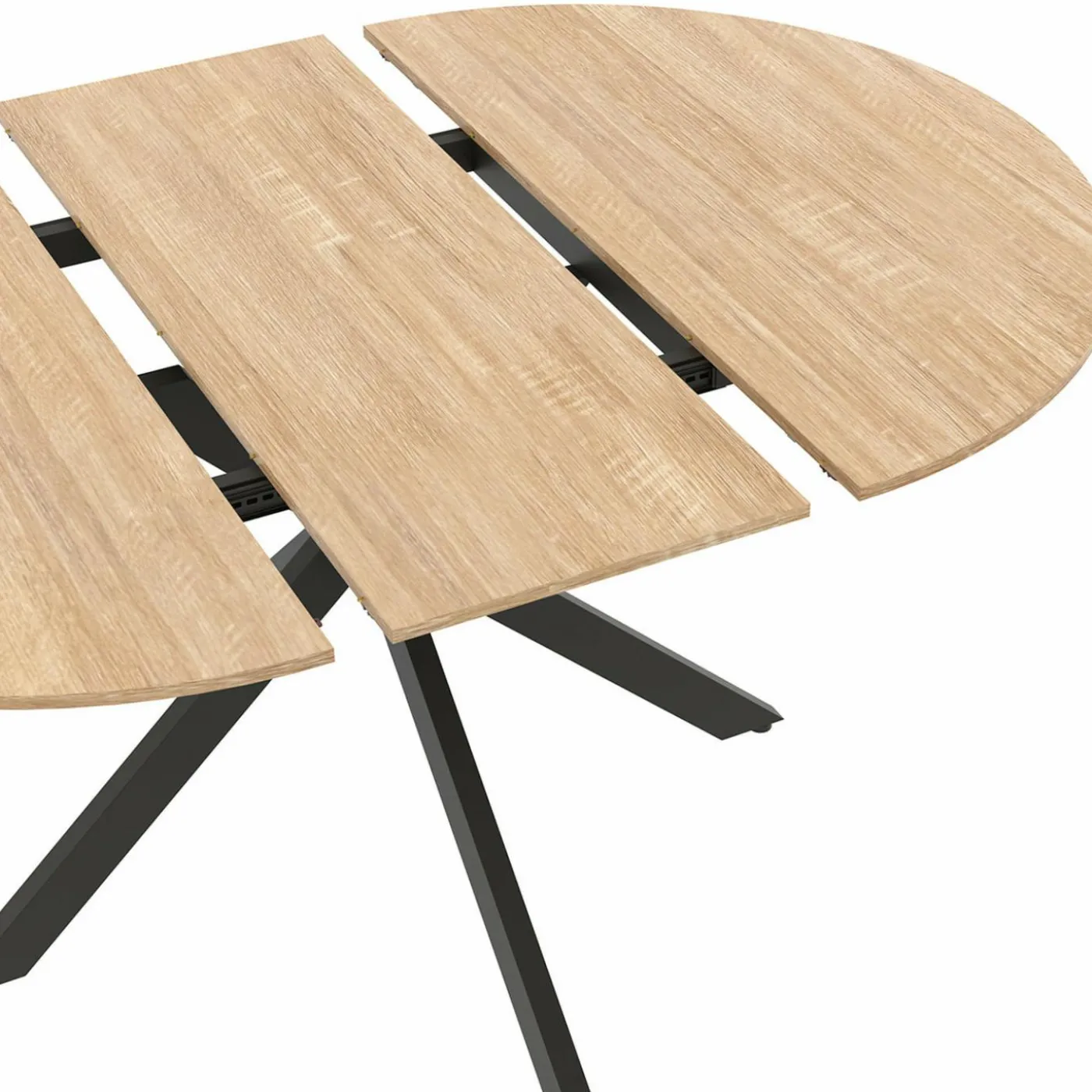 Table à manger ronde extensible noir et bois pour 6-8 personnes