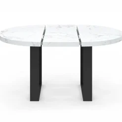 Table à manger ronde extensible de 110-150 cm pour 4 à 6 personnes à l’effet marbre